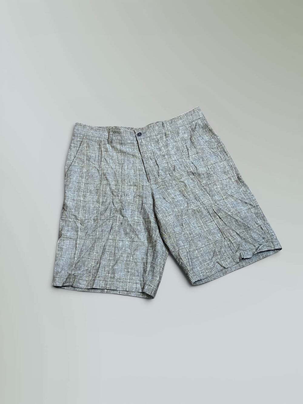 Tasso Elba  Men's Brown Windowpane Plaid Linen Blend  Shorts  Size 33 Waist
